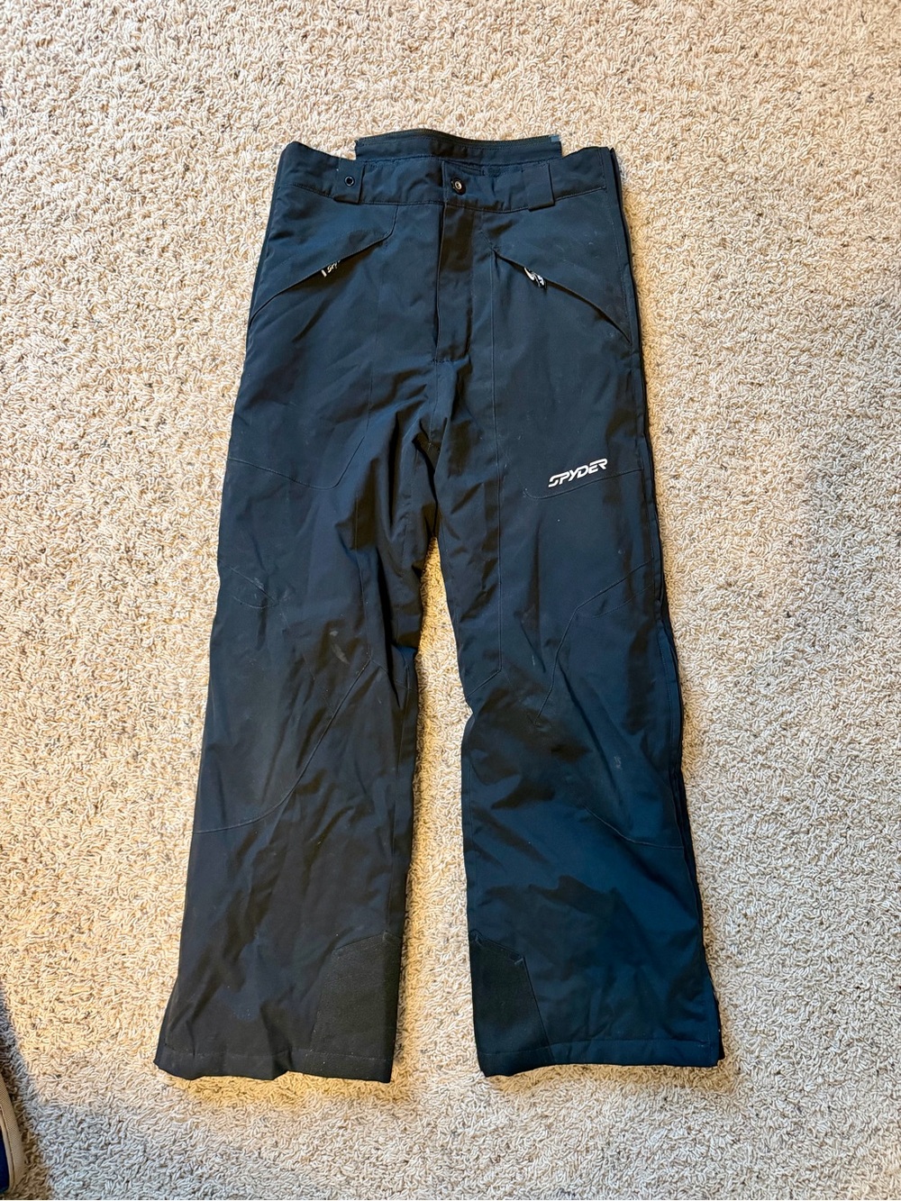Spyder Boys Black Full Side-zip Ski Pants - Water-Resistant Performance